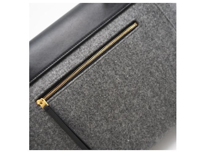 Belt Bag Céline Borsa a Cintura in Pelle Feltro CELINE Micro - Borsa a Mano 2 in 1 Marrone Nero - vista 11