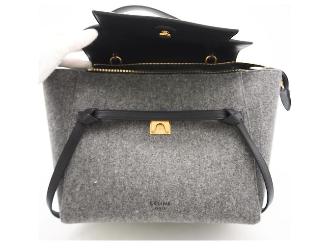 Belt Bag Céline Borsa a Cintura in Pelle Feltro CELINE Micro - Borsa a Mano 2 in 1 Marrone Nero - vista 6