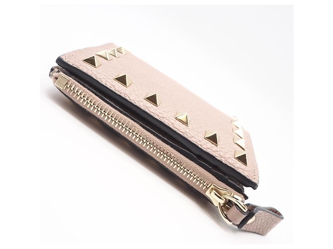 Portefeuille bi-fold Valentino en cuir beige - vue 6