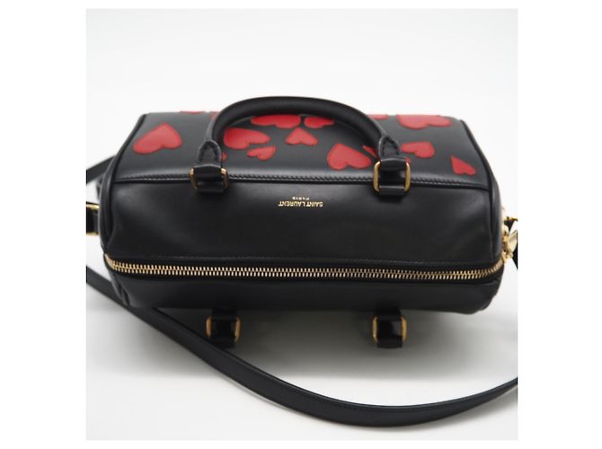 Borsa a mano Baby Duffle Saint Laurent Nero Rosso - vista 6