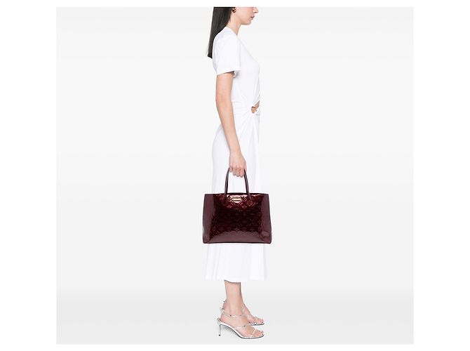 Louis Vuitton Monogram Vernis Wilshire MM Rosso Bordò - vista 6