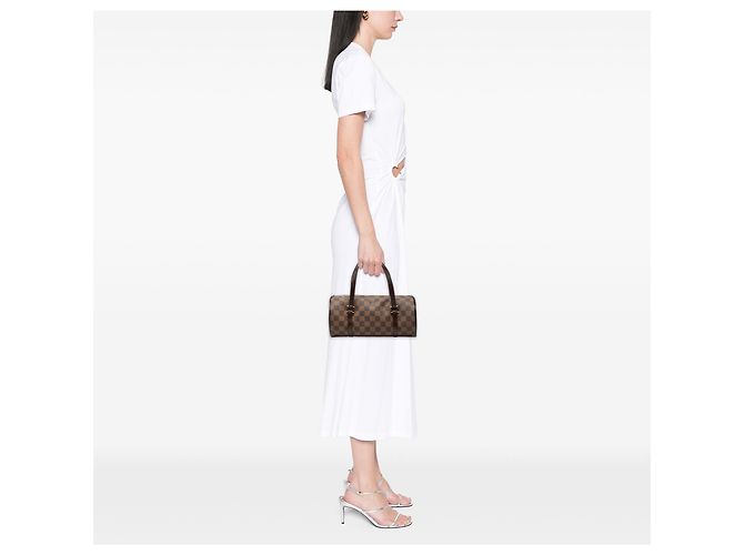 Louis Vuitton Papillon 26 Damier Ébène Marrone - vista 7