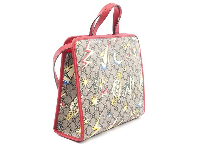 Borsa Gucci beige per bambini con stampa spaziale GG Supreme - vista 2