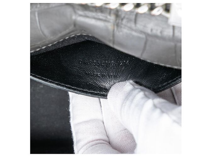 Borsa a tracolla Kate in pelle nera con stampa coccodrillo medio e frange di Saint Laurent Nero - vista 6