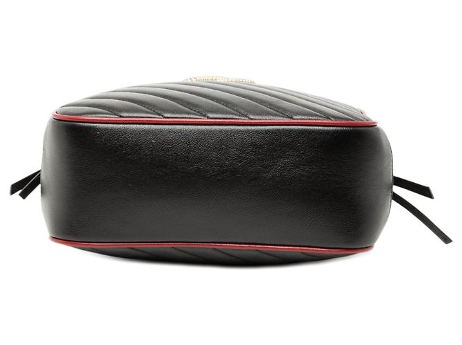 Borsa in pelle matelassé diagonale GG Marmont nera piccola con torchon e bambù di Gucci Nero - vista 3