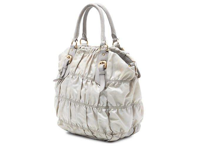 Borsa Prada in tessuto gaufre grigio Marrone - vista 2