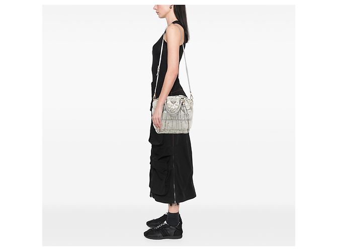 Borsa Prada in tessuto gaufre grigio Marrone - vista 6