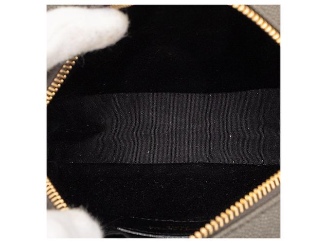 Borsa a tracolla rotonda in vinile Chevron Grain De Poudre grigia Saint Laurent Marrone Grigio antracite - vista 4
