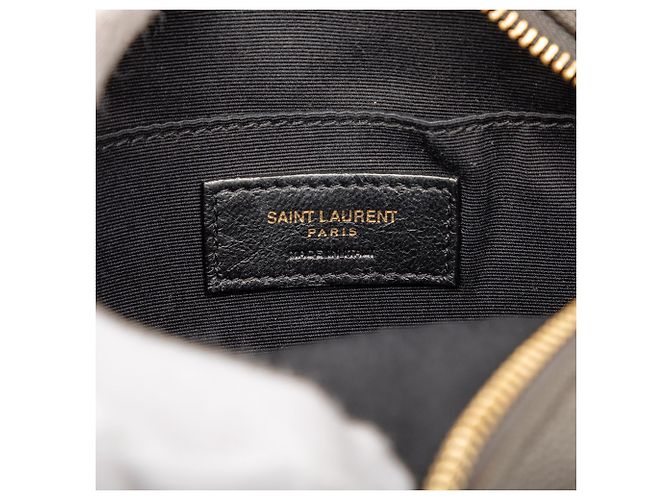 Borsa a tracolla rotonda in vinile Chevron Grain De Poudre grigia Saint Laurent Marrone Grigio antracite - vista 5