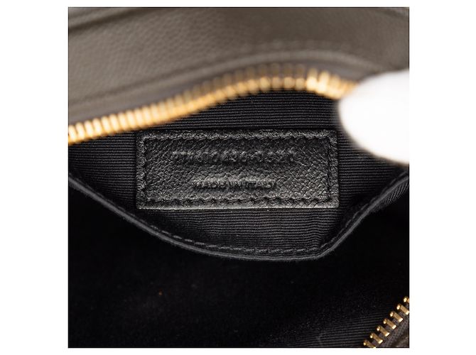 Borsa a tracolla rotonda in vinile Chevron Grain De Poudre grigia Saint Laurent Marrone Grigio antracite - vista 6