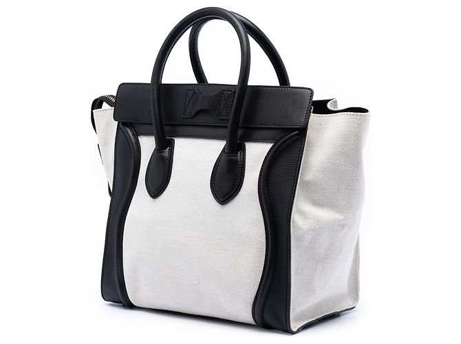 Luggage Céline Celine Mini-Tote aus Bicolor Canvas und Leder in Braun Beige - Ansicht 2