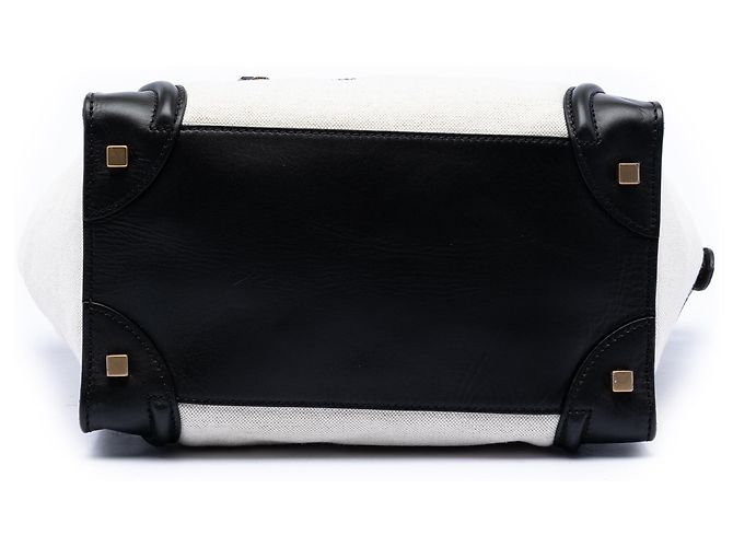 Luggage Céline Celine Mini-Tote aus Bicolor Canvas und Leder in Braun Beige - Ansicht 3