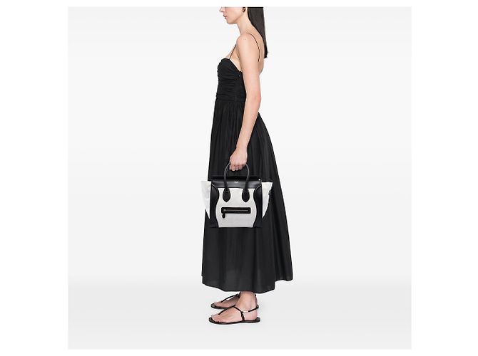 Luggage Céline Celine Mini-Tote aus Bicolor Canvas und Leder in Braun Beige - Ansicht 7
