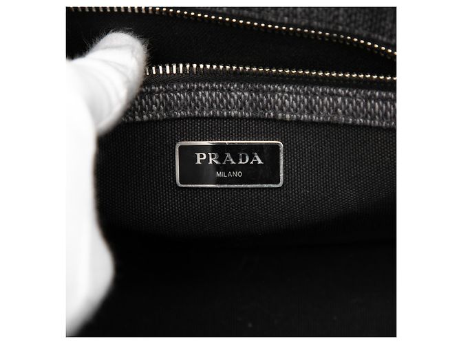 Borsa piccola in tela Canapa grigia di Prada Marrone - vista 5