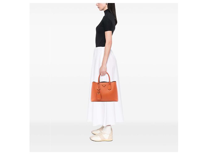 Borsa Prada Orange Medium Saffiano Cuir a doppio manico Arancione - vista 6