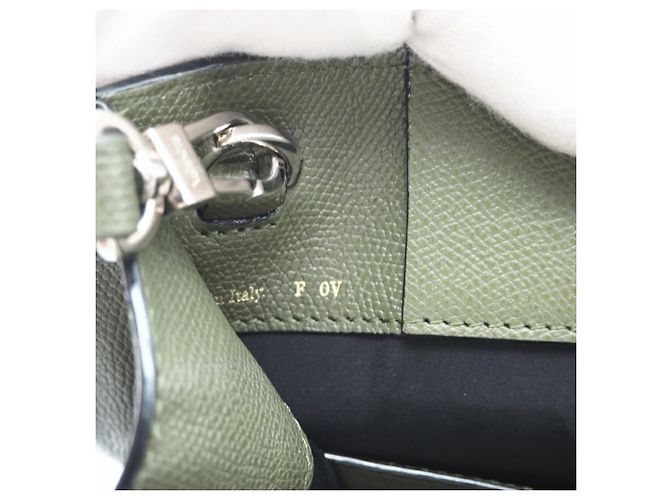 Borsa a Spalla Boxy Military in Pelle di Vitello Morbida 2 Vie Valextra Cachi - vista 12