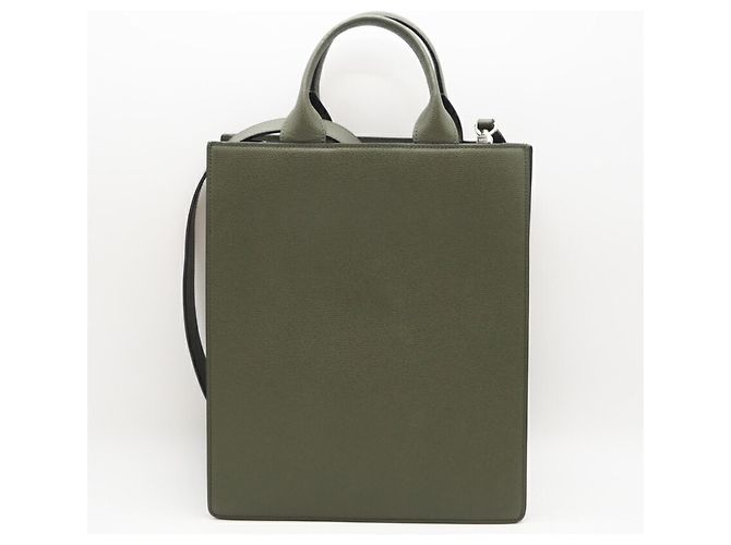 Borsa a Spalla Boxy Military in Pelle di Vitello Morbida 2 Vie Valextra Cachi - vista 3