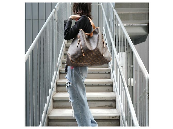 Borsa a Spalla Louis Vuitton Monogram Delightful GM Marrone - vista 13