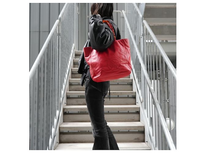Borsa Tote Chanel Coco Mark Rosso - vista 13