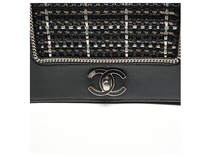 Borsa a Spalla Chanel in Pelle di Agnello con Doppio Patta Nero - vista 9