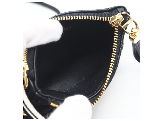 Borsa a Spalla Multifunzionale Cannage Caro di Christian Dior Nero Bianco - vista 13