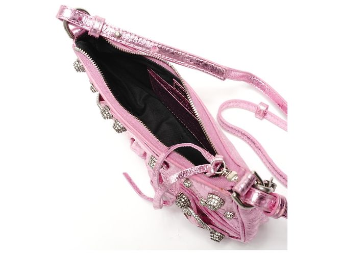 Borsa a Spalla Mini Le Cagole di Balenciaga Rosa Metallico - vista 11