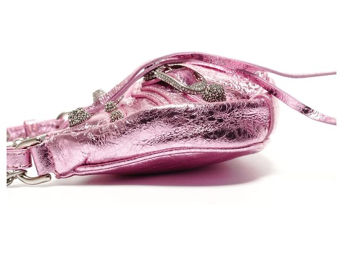 Borsa a Spalla Mini Le Cagole di Balenciaga Rosa Metallico - vista 3