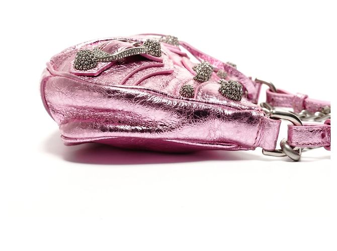 Borsa a Spalla Mini Le Cagole di Balenciaga Rosa Metallico - vista 4