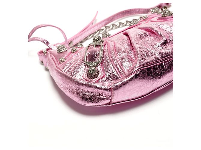 Borsa a Spalla Mini Le Cagole di Balenciaga Rosa Metallico - vista 5