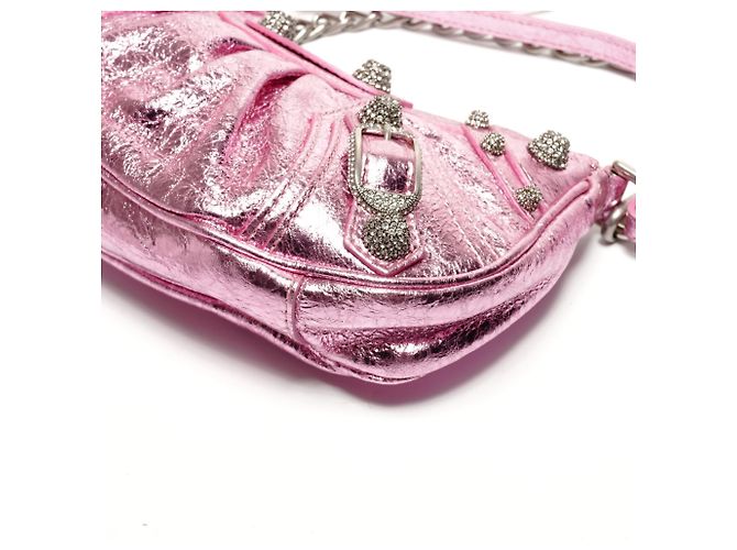 Borsa a Spalla Mini Le Cagole di Balenciaga Rosa Metallico - vista 6