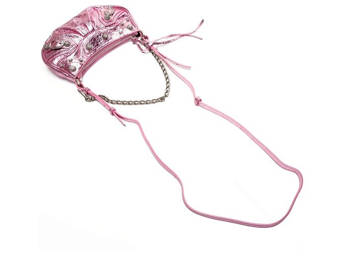 Borsa a Spalla Mini Le Cagole di Balenciaga Rosa Metallico - vista 8