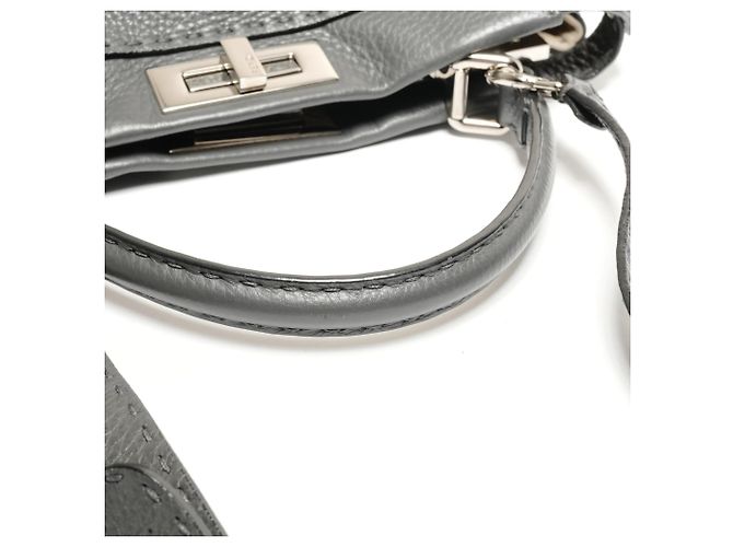 Fendi Peekaboo graue Lederhandtasche Braun - Ansicht 12