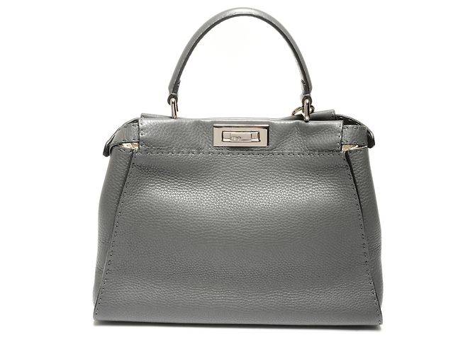 Fendi Peekaboo graue Lederhandtasche Braun - Ansicht 2