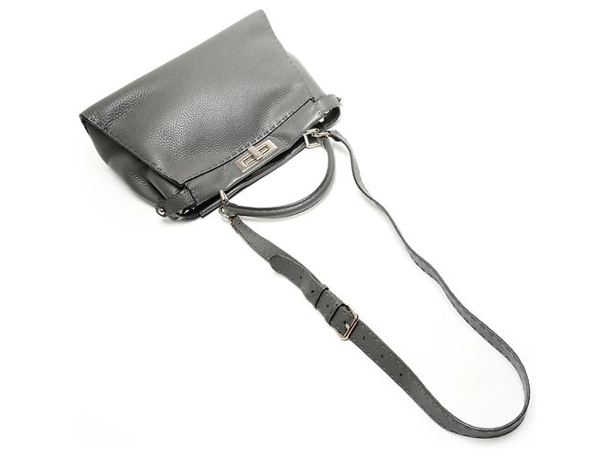 Fendi Peekaboo graue Lederhandtasche Braun - Ansicht 8