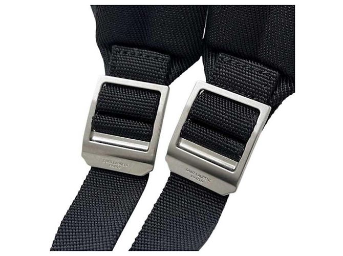 Zaino in tela e pelle nera Saint Laurent Paris Nero - vista 10