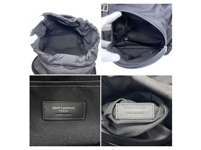 Zaino in tela e pelle nera Saint Laurent Paris Nero - vista 5