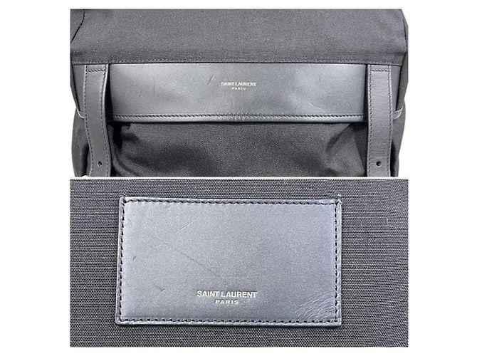 Zaino in tela e pelle nera Saint Laurent Paris Nero - vista 6