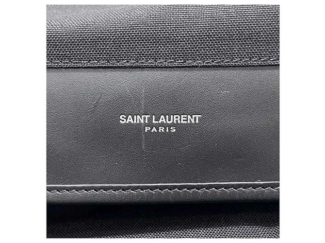 Zaino in tela e pelle nera Saint Laurent Paris Nero - vista 7