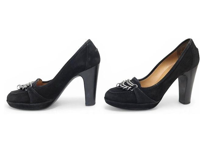 Hermès HERMES CHAINE 36 SCHWARZE SAMT-PUMPS - Ansicht 2