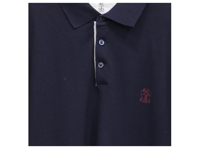 Kurzarm-Polohemd aus navyblauer Baumwolle mit gesticktem Brunello Cucinelli-Logo Marineblau - Ansicht 2
