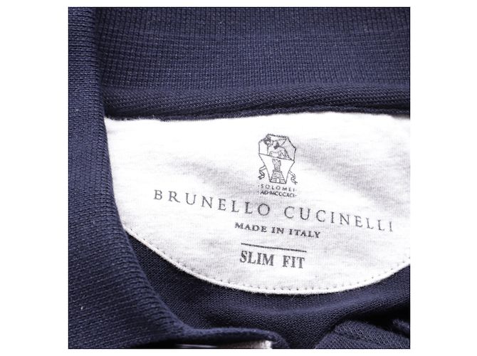 Kurzarm-Polohemd aus navyblauer Baumwolle mit gesticktem Brunello Cucinelli-Logo Marineblau - Ansicht 4