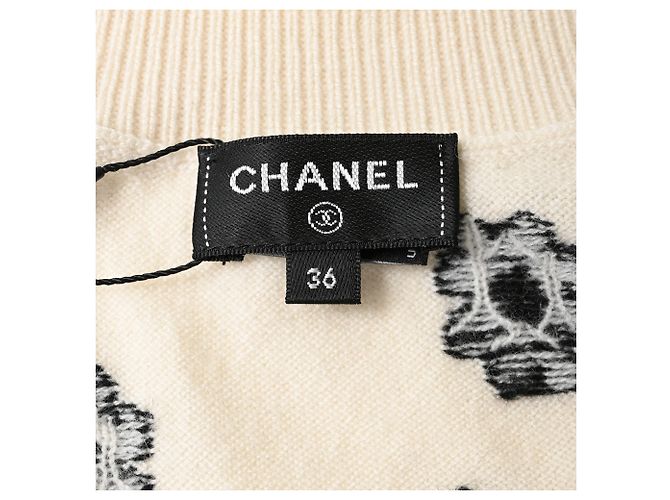 Timeless Cárdigan de cachemira crema bordado con flores de Chanel Blanco Crudo - vista 4