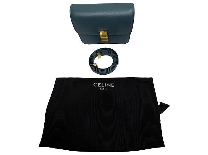 Céline Borsa Teen Box in pelle liscia verde di Celine - vista 7