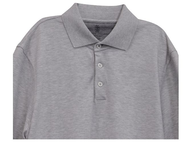 Polo a maniche corte Brunello Cucinelli in cotone grigio - vista 2