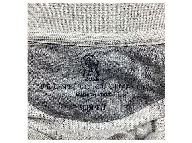 Polo a maniche corte Brunello Cucinelli in cotone grigio - vista 5