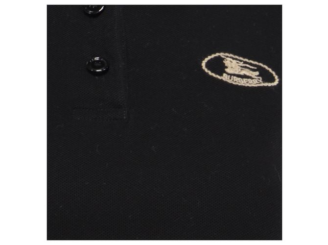 Polo de algodón negro con logo bordado de Burberry - vista 2