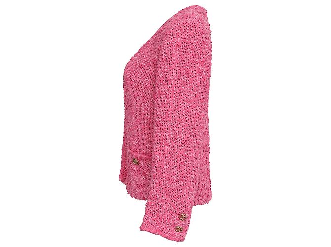 Timeless Jaqueta de padrão tweed rosa em algodão Chanel 2021 - vista 2