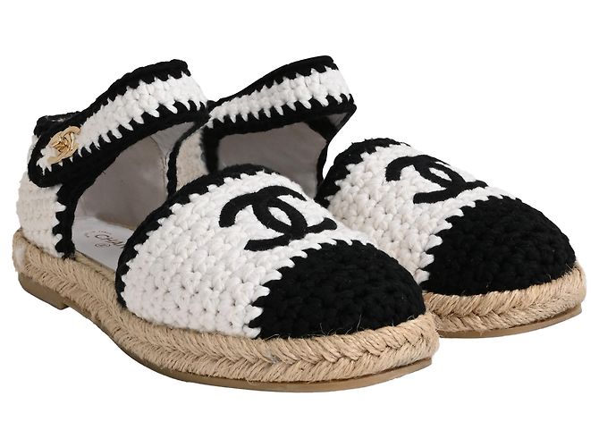 Timeless Espadrilles de algodón blanco con tira trenzada de Chanel - vista 4