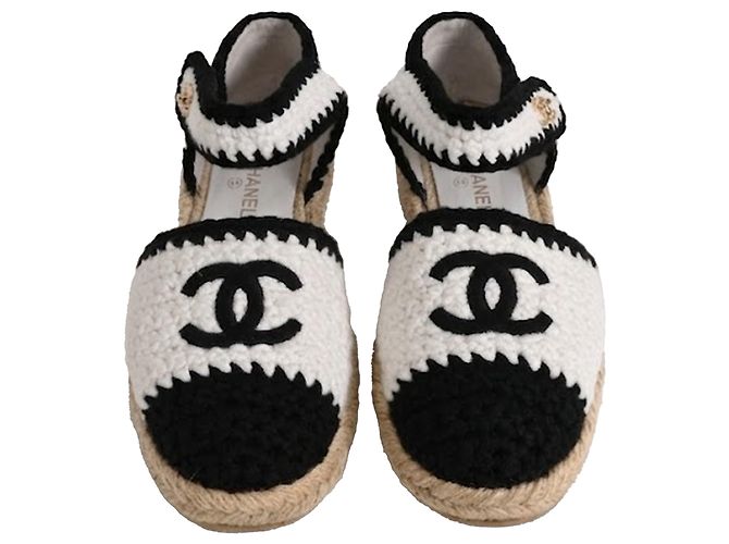 Timeless Espadrilles de algodón blanco con tira trenzada de Chanel - vista 5