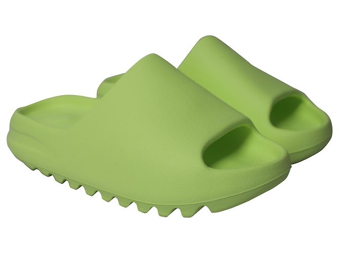 Adidas Yeezy Slides in plastica verde brillante - vista 3